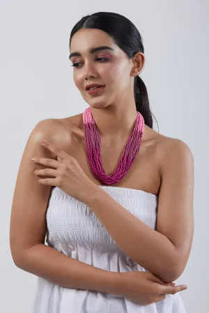Pink Short Beaded Necklace