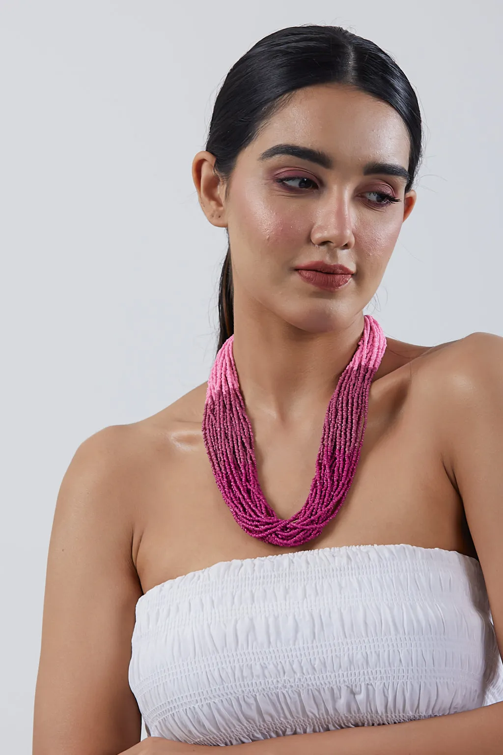 Pink Short Beaded Necklace