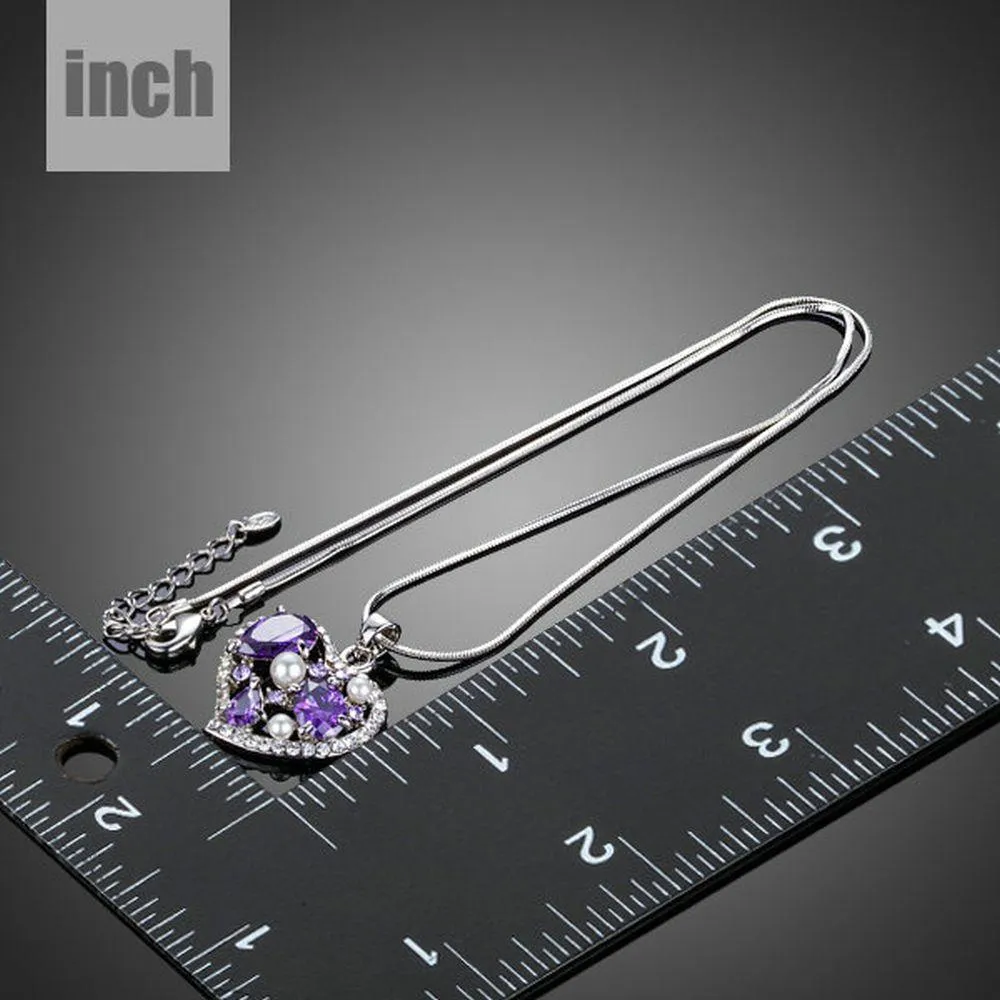 Purple Heart Pendant Necklace KPN0158