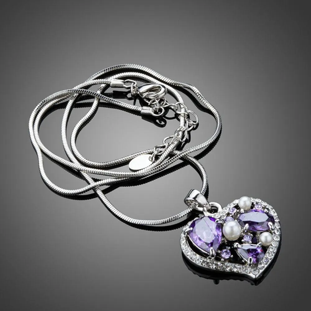 Purple Heart Pendant Necklace KPN0158