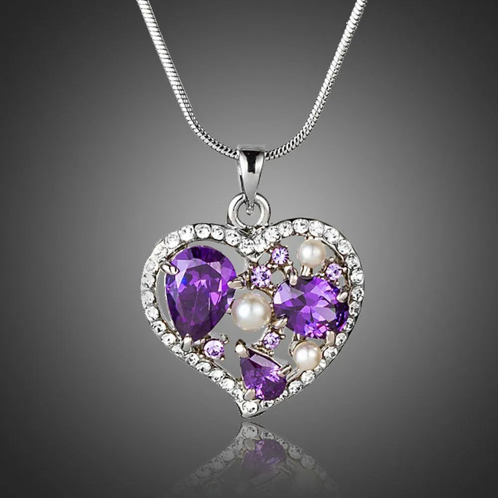 Purple Heart Pendant Necklace KPN0158