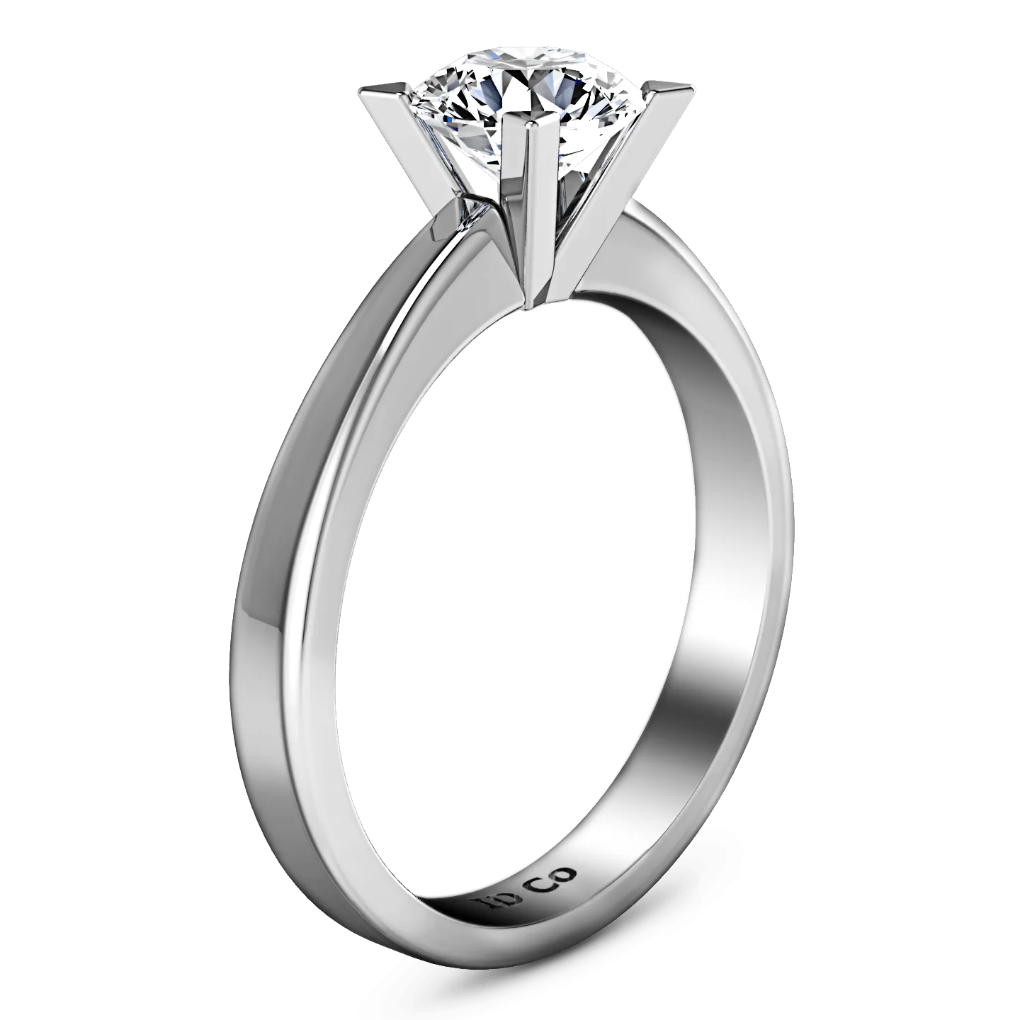 Round Diamond Solitaire Engagement Ring Icon 14K White Gold