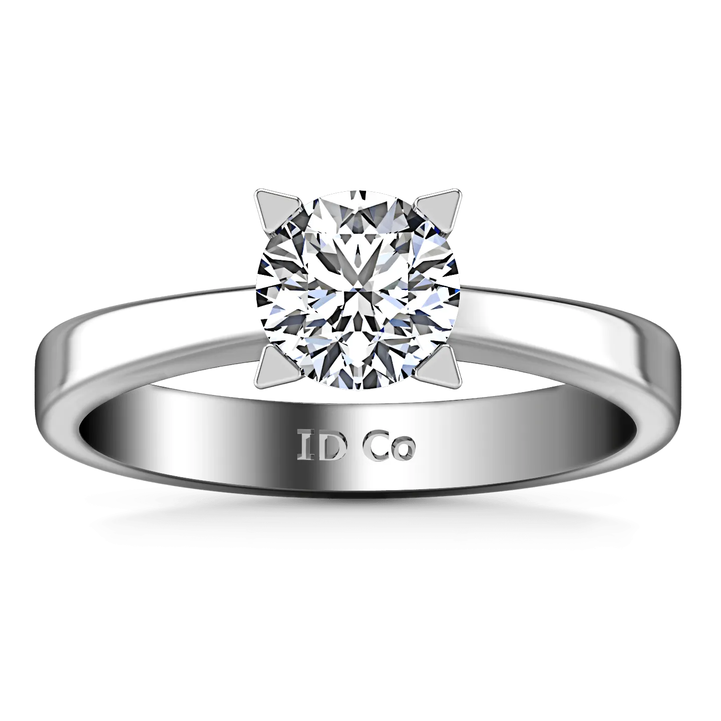 Round Diamond Solitaire Engagement Ring Icon 14K White Gold