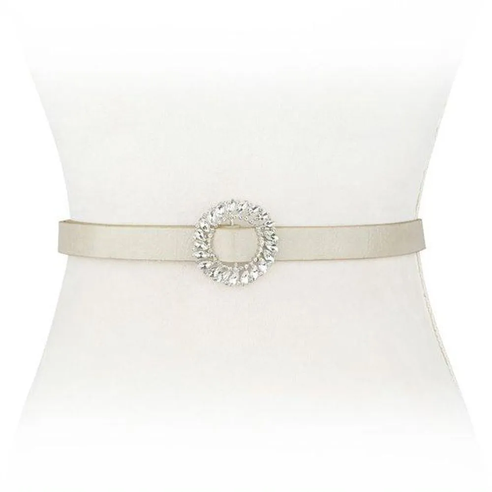 Round Rhinestone Buckle Waist Belt
