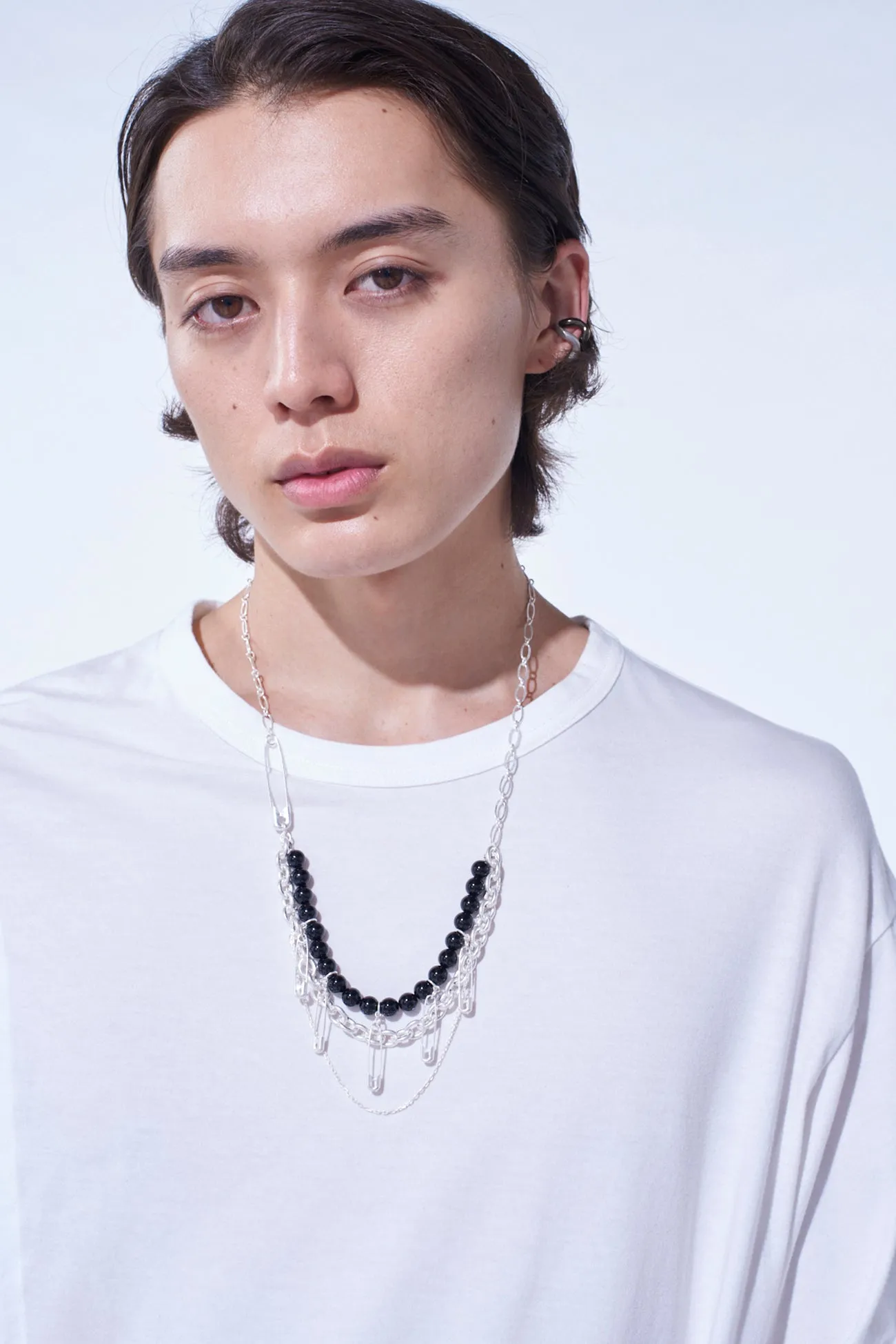 SAFETY PINS ONYX NECKLACE