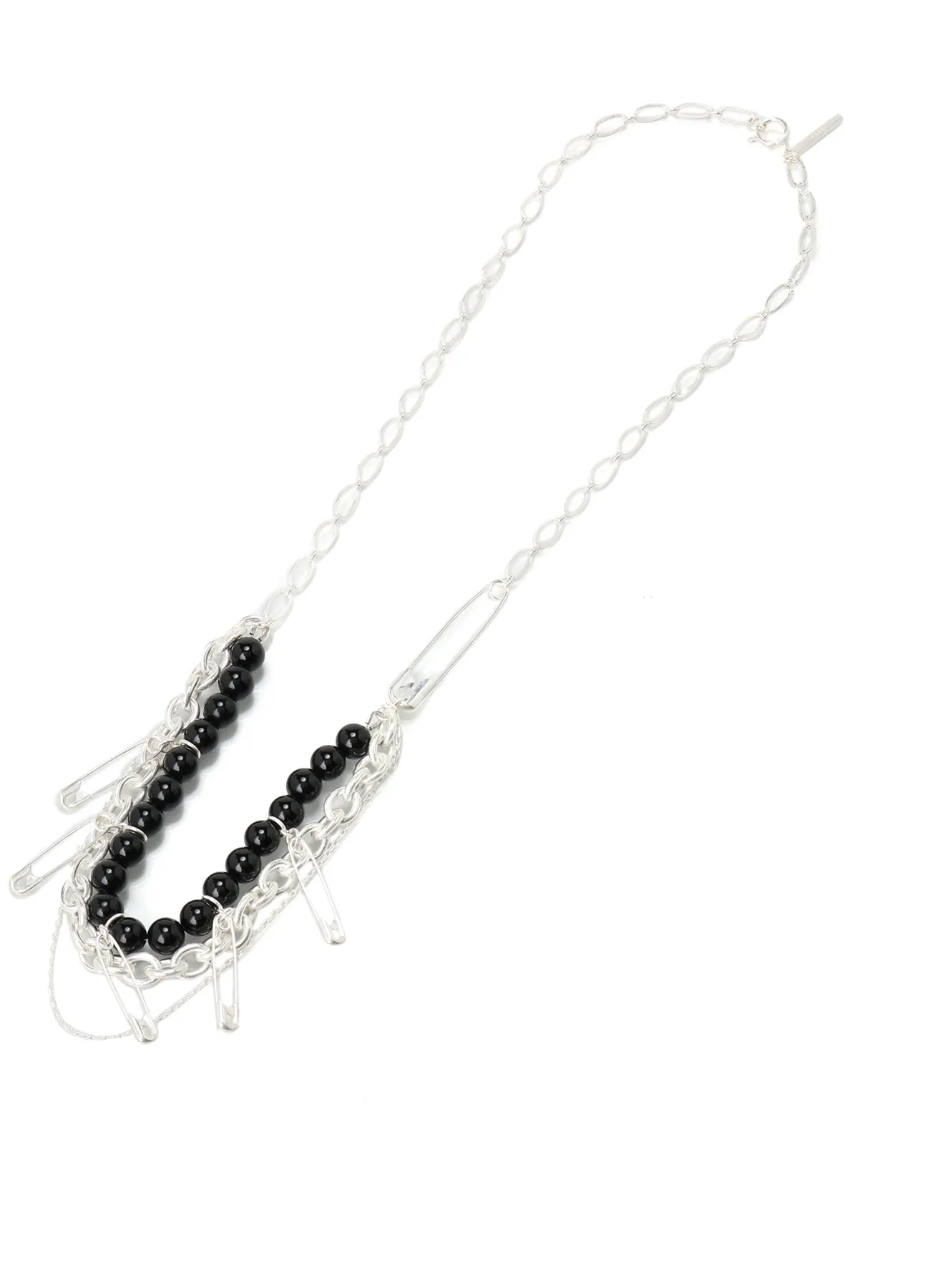 SAFETY PINS ONYX NECKLACE