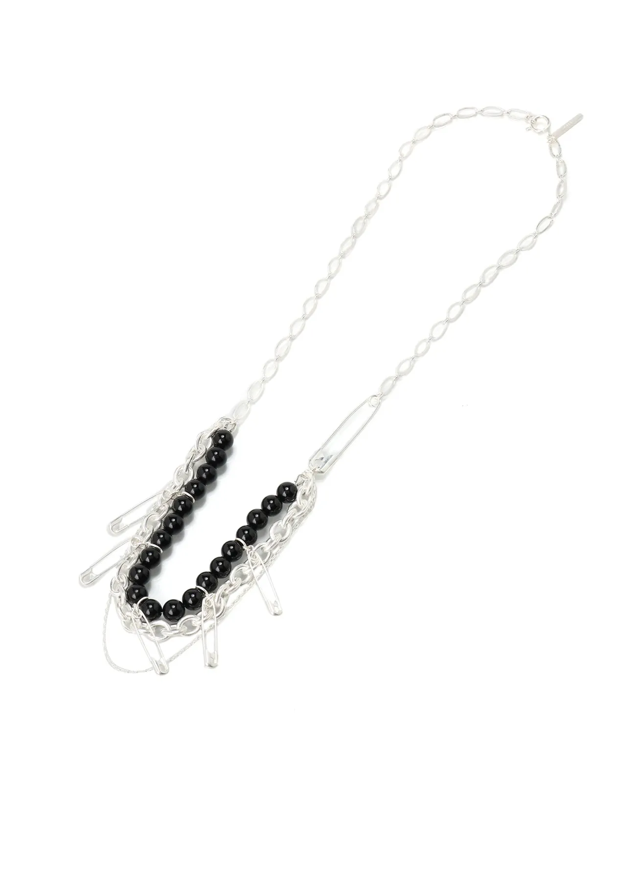 SAFETY PINS ONYX NECKLACE
