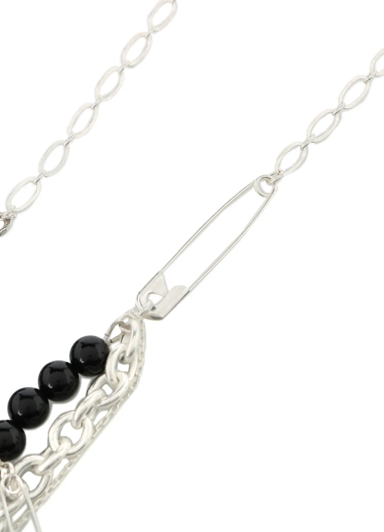 SAFETY PINS ONYX NECKLACE