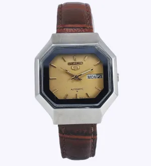 Seiko 5 Automatic 6319A 21 Jewels Golden Dial Day Date Men's Watch