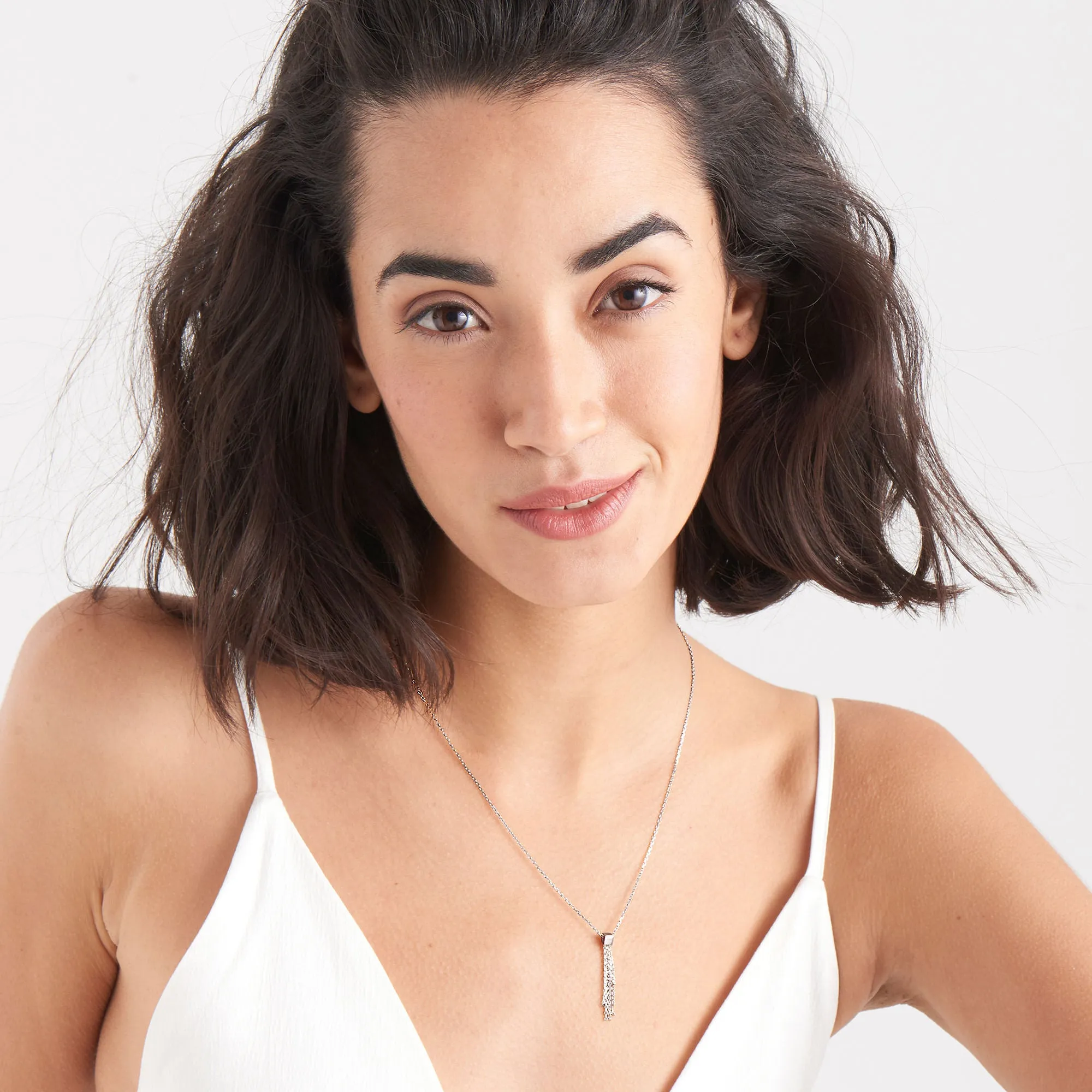 Silver Tassel Drop Necklace