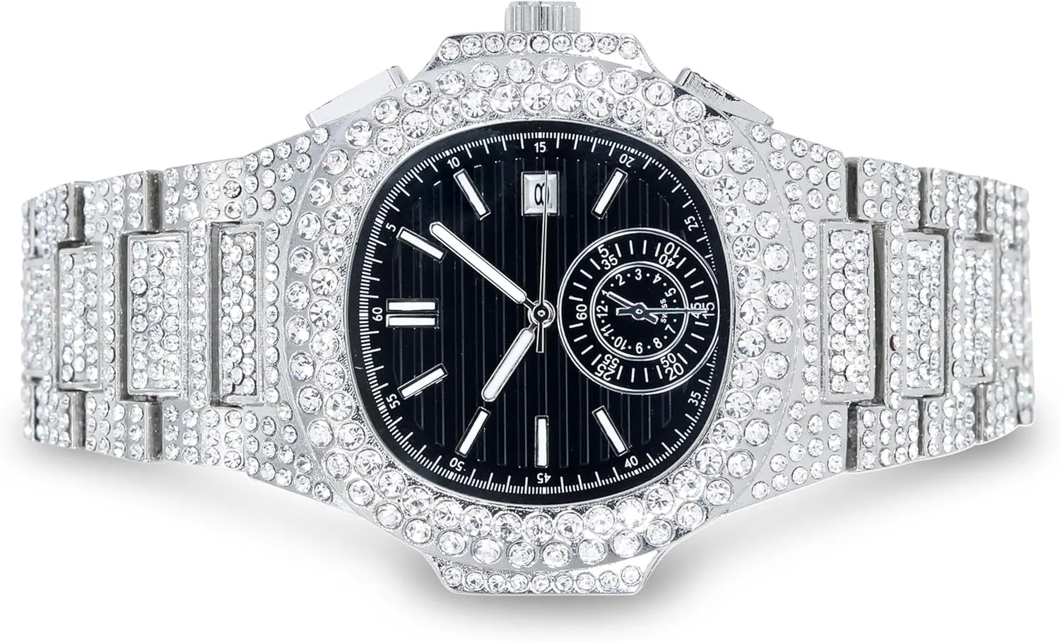 Techno Pave Men's 43mm Iced Out Watch - Luxury Hip-Hop Style, Quartz Movement