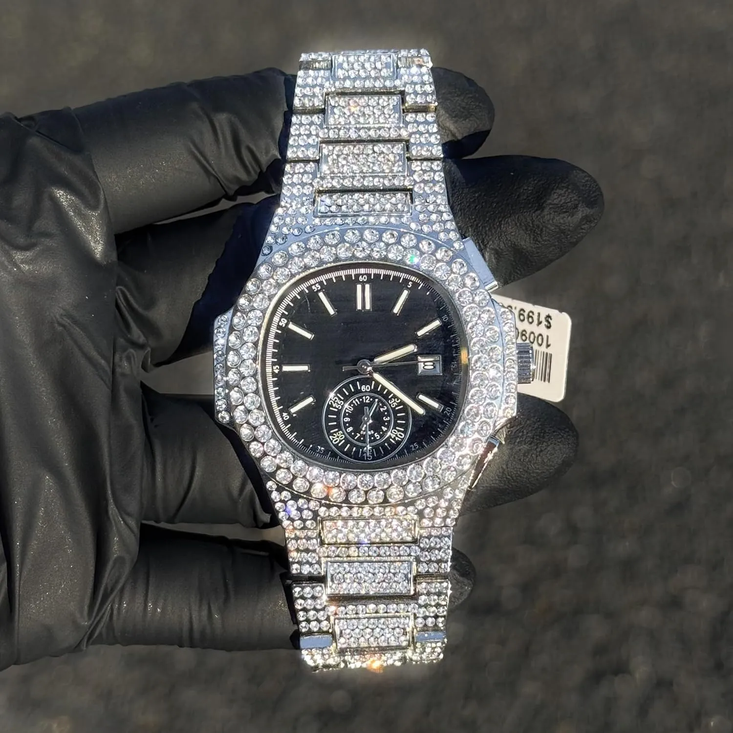 Techno Pave Men's 43mm Iced Out Watch - Luxury Hip-Hop Style, Quartz Movement