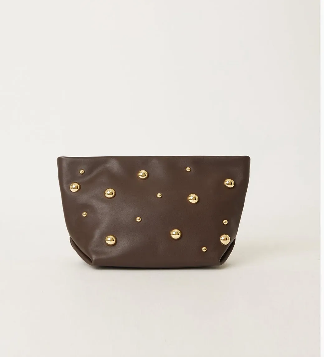 The Georgette Moto Clutch in Canel, Chocolate or Black