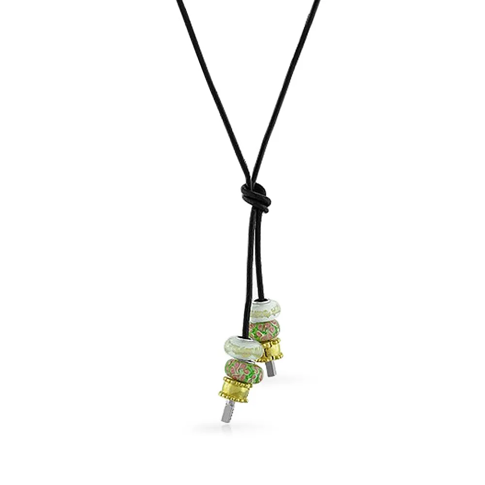 Unisex Black Leather Cord Necklace with Sterling Silver Tips 27 Inch