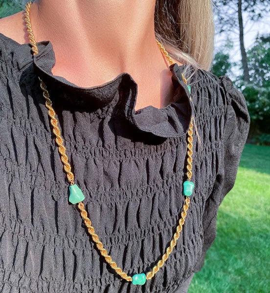 Vintage Turquoise Rope Chain Necklace