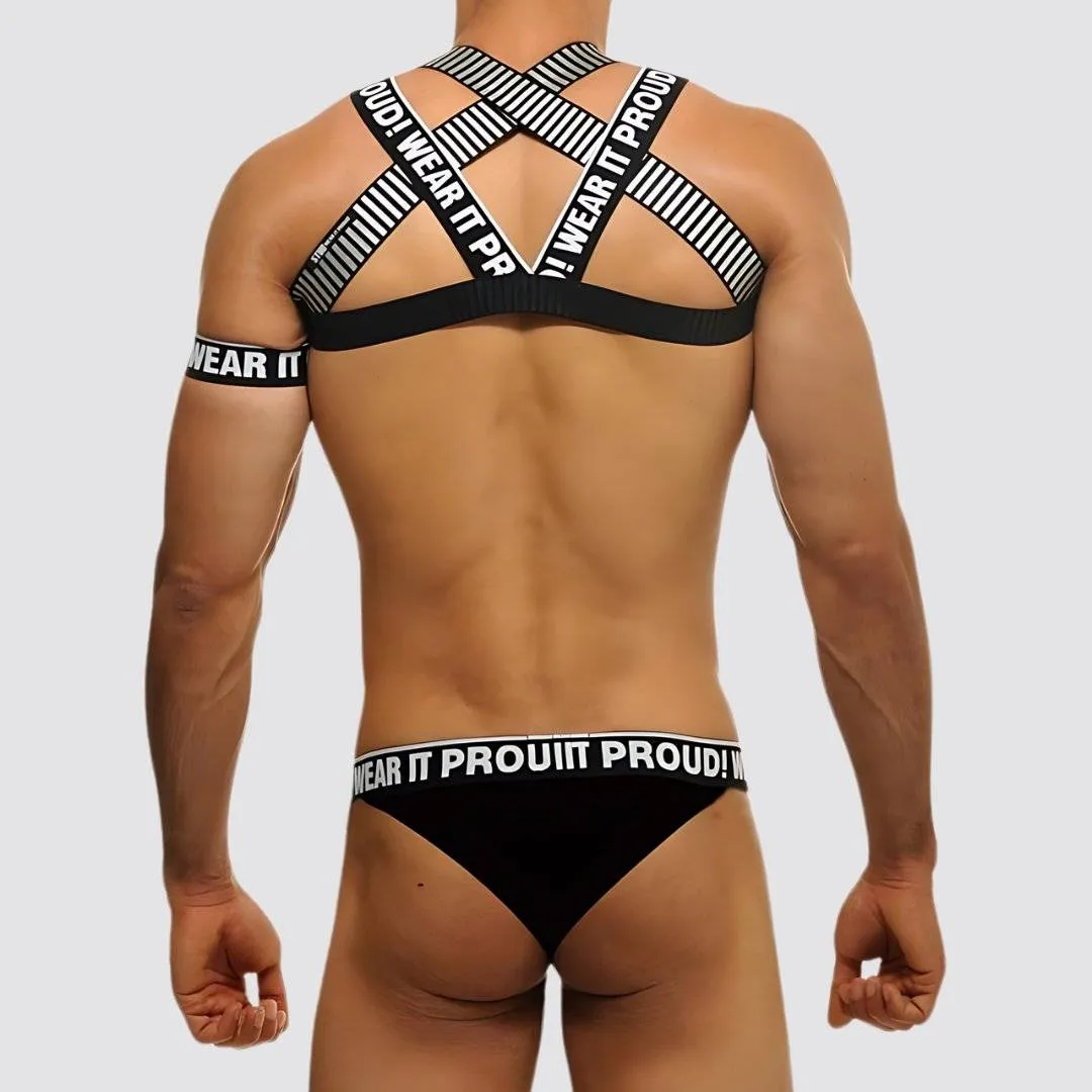 Wear It Proud! Cross Chest Harness & V Cut Matching Briefs