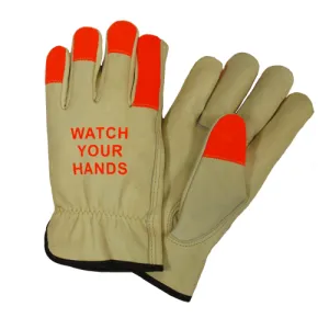 West Chester 994KOTP Premium Top Grain Pigskin Leather with Thermal Lining and Hi-Vis Fingertips and Logo Keystone Thumb Driver Gloves (One Dozen)