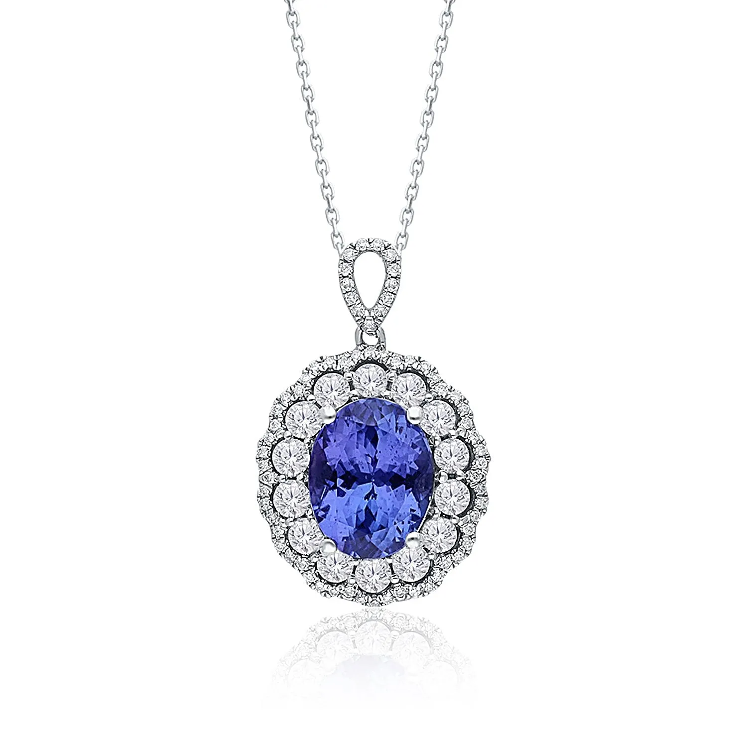 White Gold Tanzanite & Diamond Heirloom Pendant