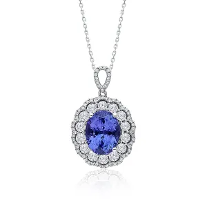 White Gold Tanzanite & Diamond Heirloom Pendant