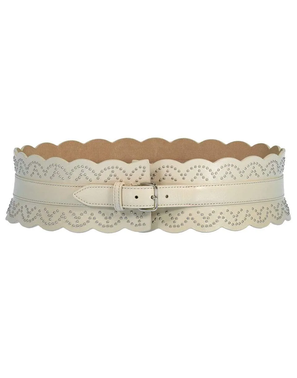 White Studded Waist Belt