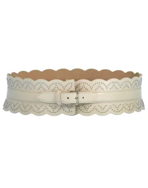 White Studded Waist Belt