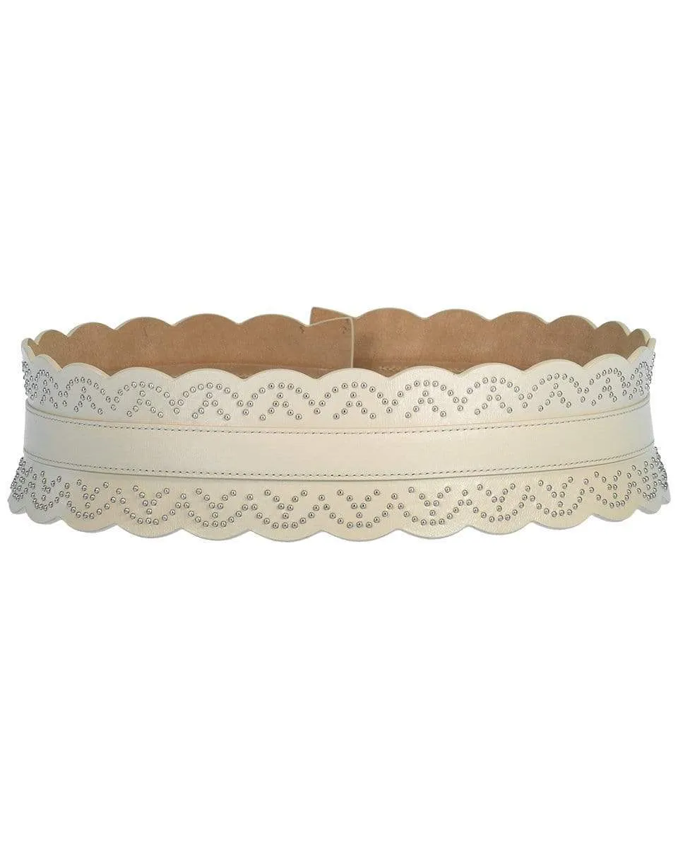 White Studded Waist Belt