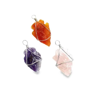 Wire Wrapped Stone Arrowhead Pendants