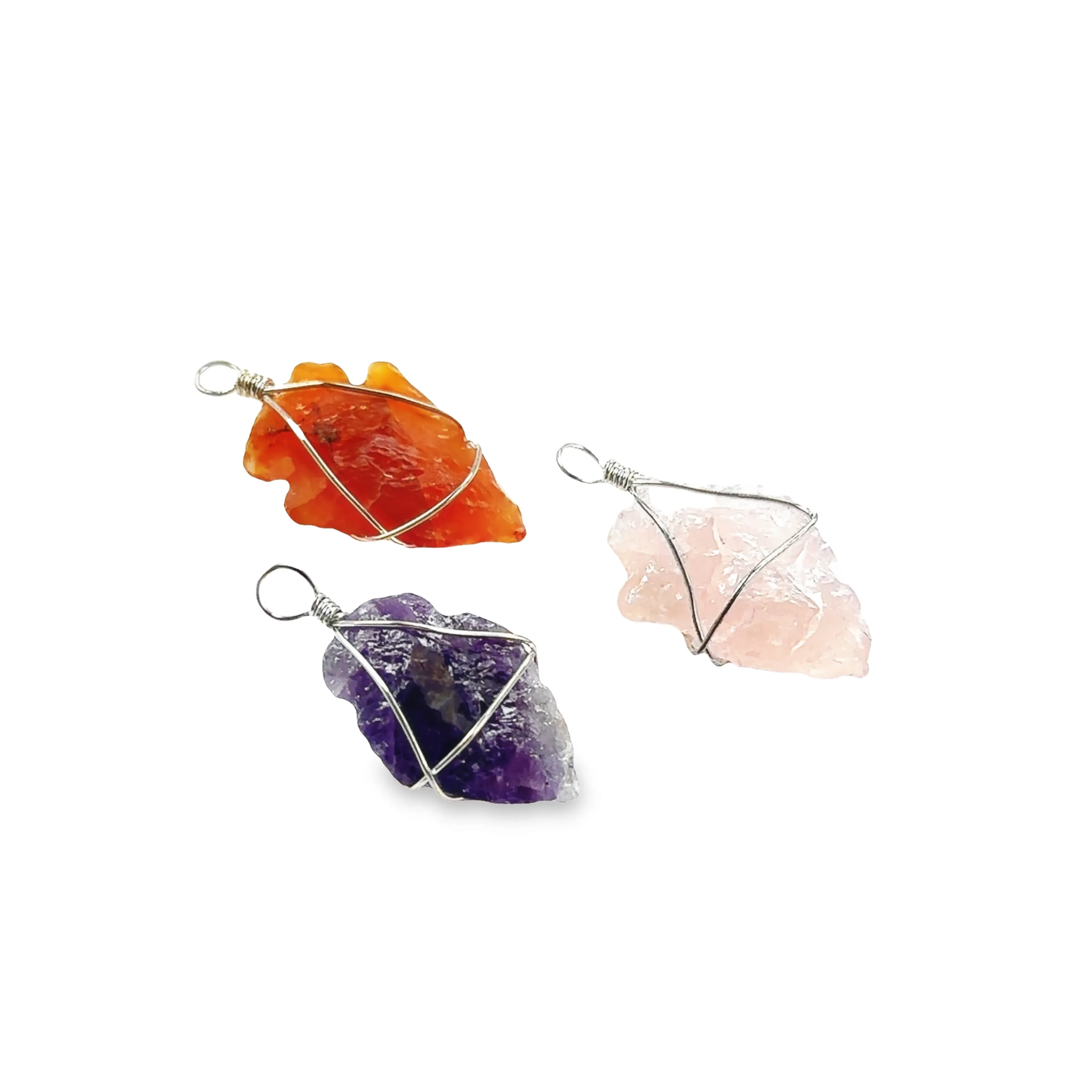 Wire Wrapped Stone Arrowhead Pendants